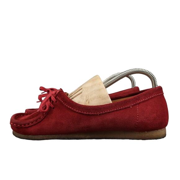 Clarks Shoes Womens 7 Moccasin Loafer Chukka Classic Flat Leather Red Crepe Sole - Picture 3 of 14